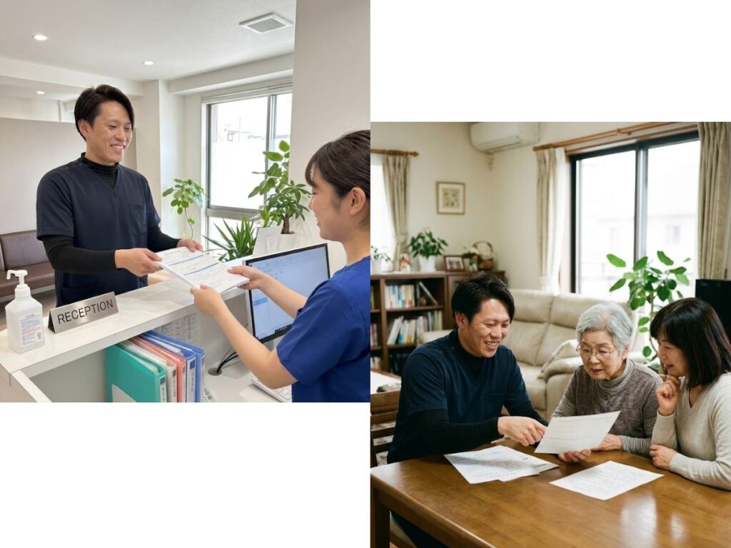 院長鈴木が患者さんご本人と患者さんご家族に同意書の説明をし、クリニックに持って行っている